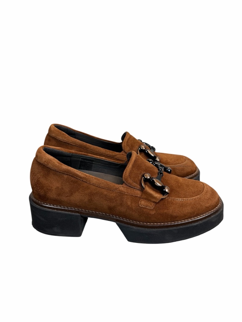 Softwaves Brown Suede Chunky Loafers Platform Lug Sole Horsebit EU 39 - Picture 2 of 11